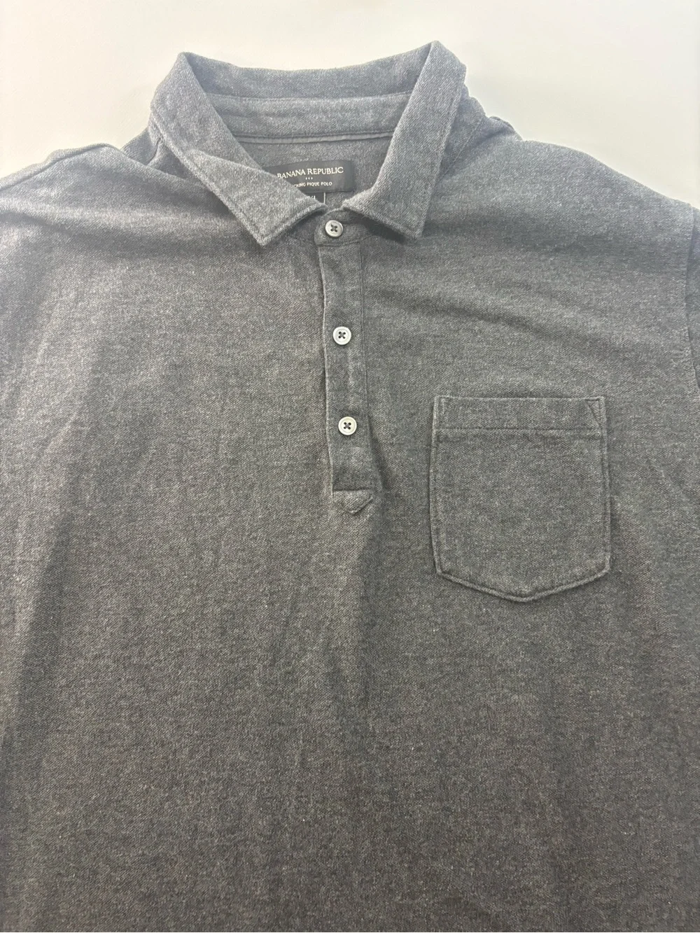 Banana Republic Men's Charcoal Wicking Pique Polo Short Sleeve Mens Size XL